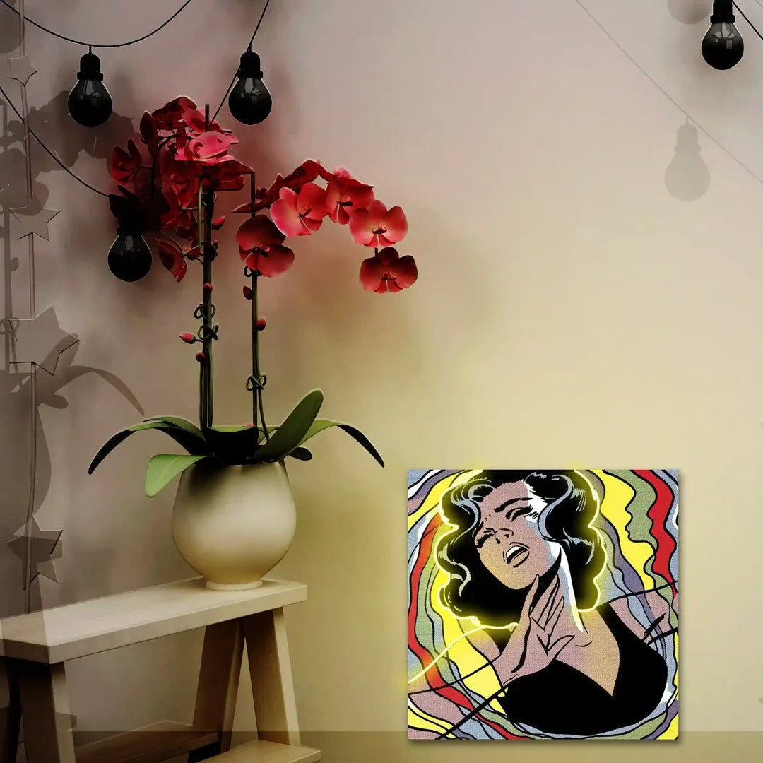 "Lady in Black" under UV Neon light by LEDNeons -
