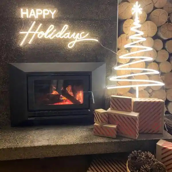 Large Modern Tree Merry Christmas Neon Sign by LEDNeons - Happy Holiday sign
