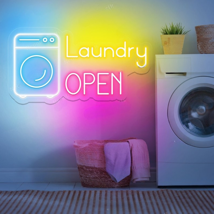 Laundry Open Business Neon Sign by LEDNeons - Welcoming  Neon Sign for professional storefront décor