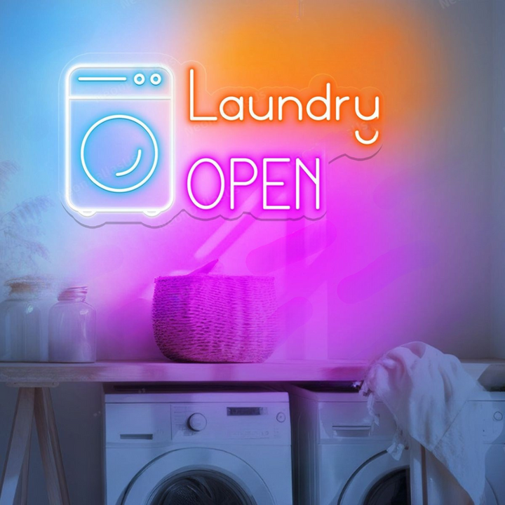 Laundry Open Business Neon Sign by LEDNeons - Welcoming  Neon Sign for professional storefront décor