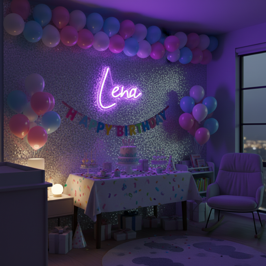 Lena Name LED Neon sign by LEDNeons - glowing brightly on a wall, offering a personalized and elegant decorative accent.