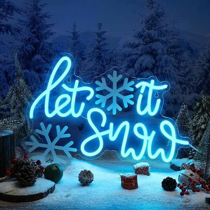 Let It Snow Merry Christmas Neon Sign by LED Neon's - Bring a winter wonderland to your space with this "Let It Snow" neon sign.