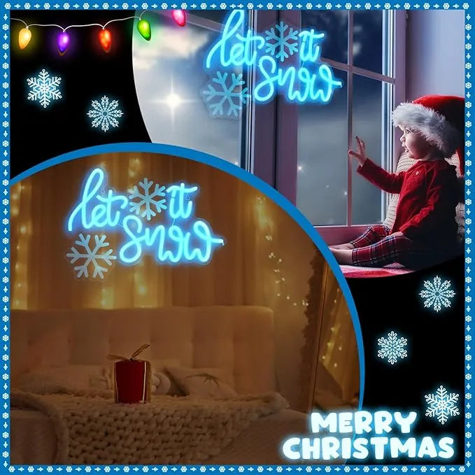 Let It Snow Merry Christmas Neon Sign by manhattanneons.com - Bring a winter wonderland to your space with this "Let It Snow" neon sign.