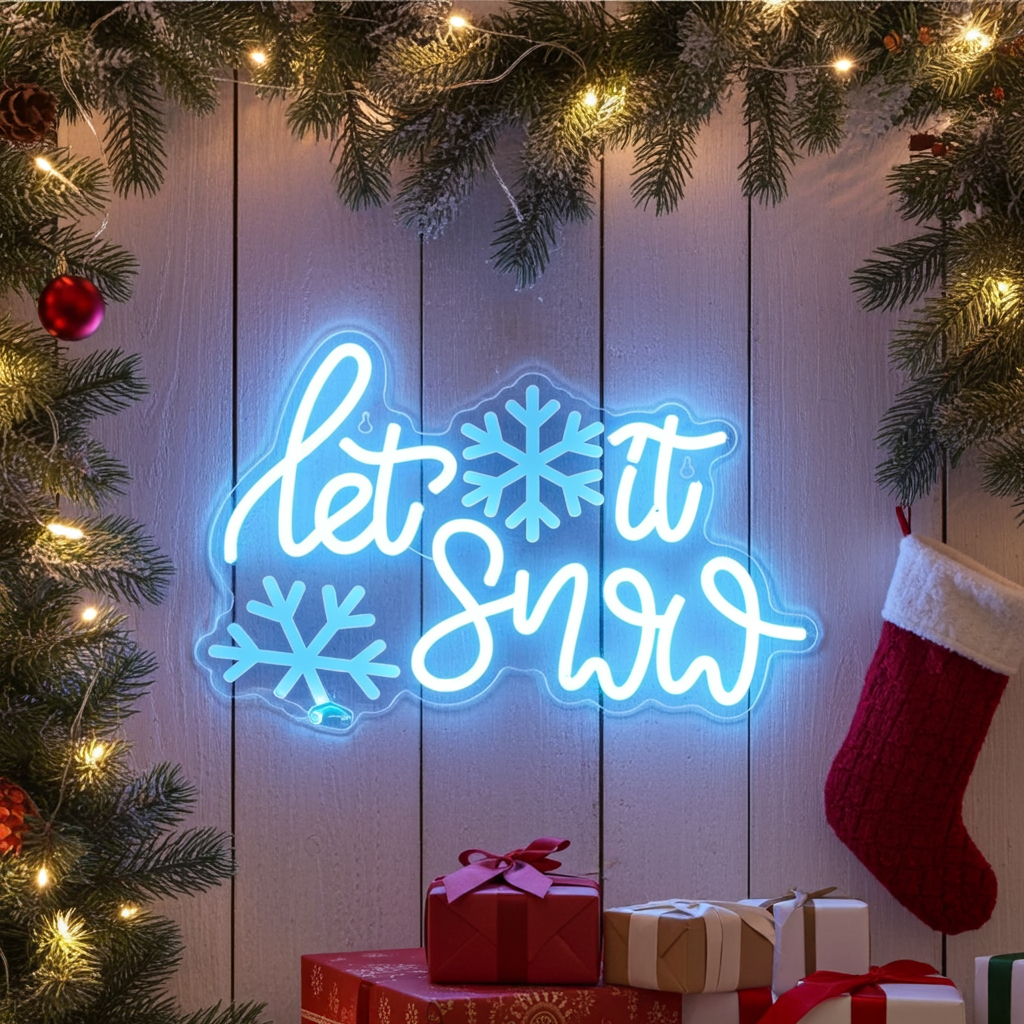 Let It Snow Merry Christmas Neon Sign by LEDNeons - Indoor
