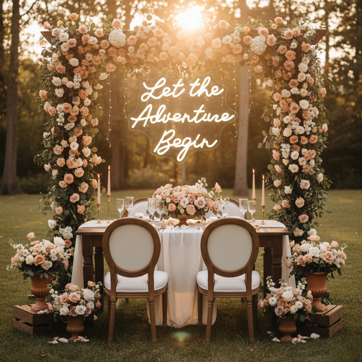 Let the Adventure Begin Wedding LED Neon Sign by LEDNeons - outdoor 