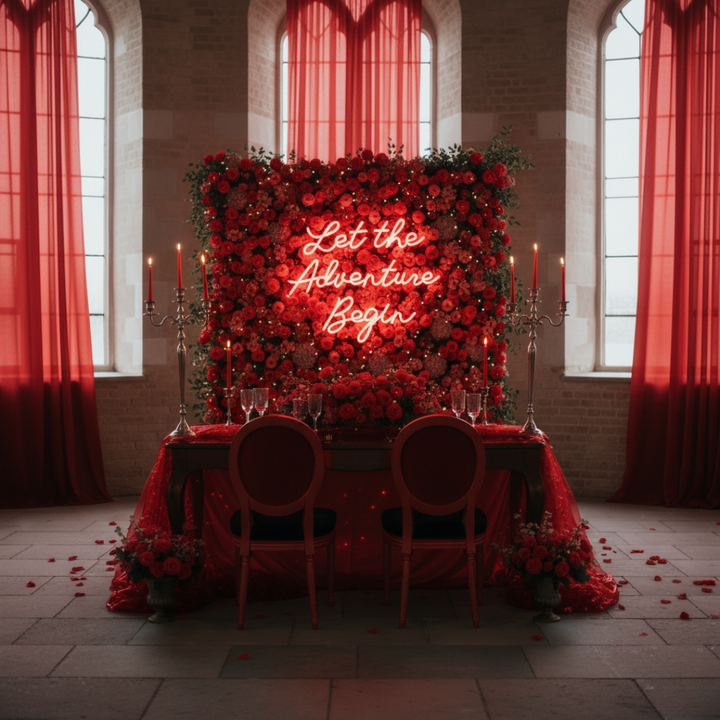 Let the Adventure Begin Wedding LED Neon Sign by LEDNeons - Red Theme 