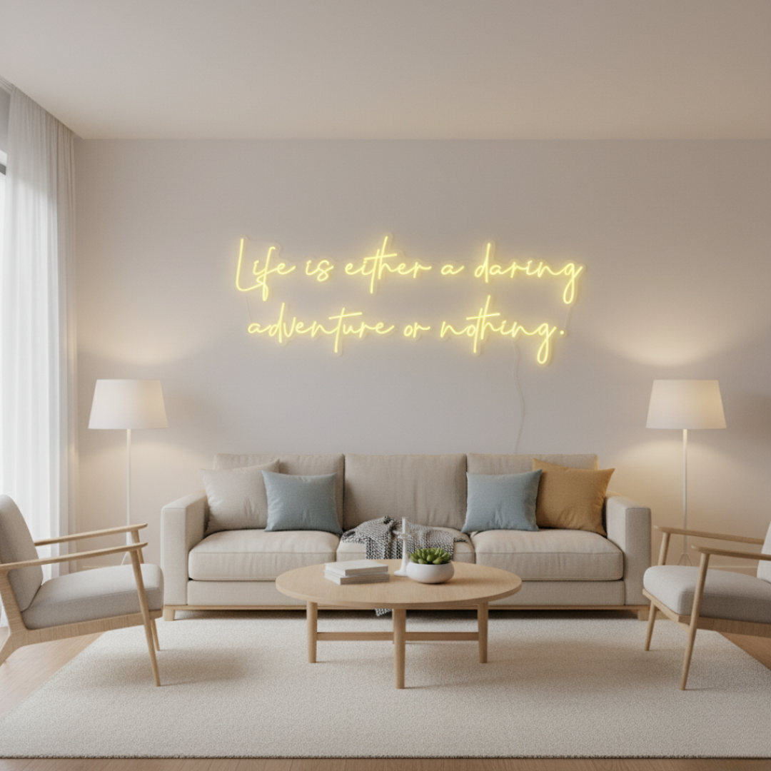 Life Is Either a Daring Adventure or Nothing Motivational LED Neon Sign by LEDNeons – inspirational wall décor for home or office