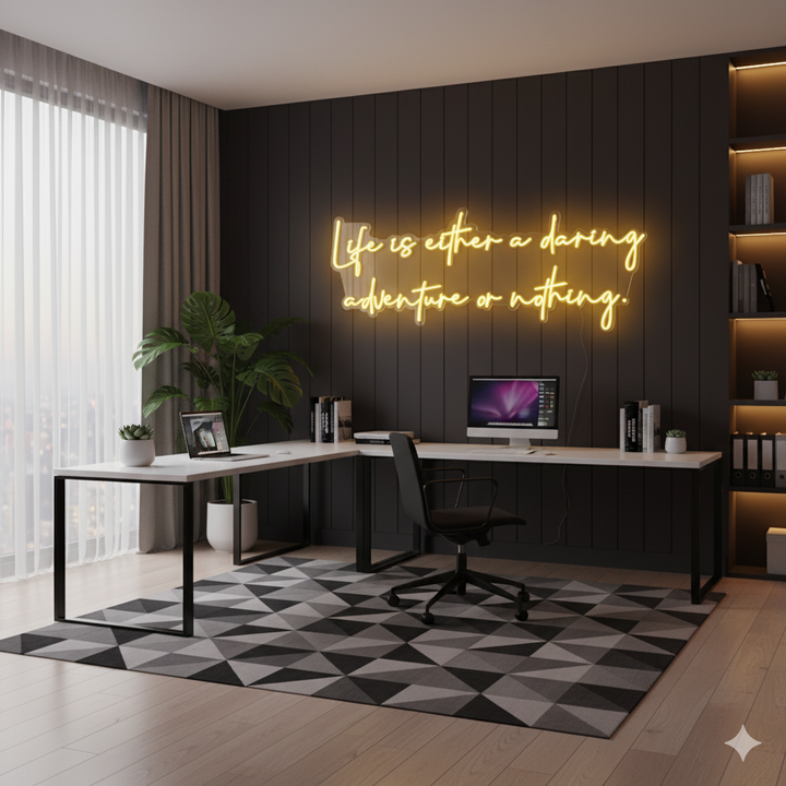Life Is Either a Daring Adventure or Nothing Motivational LED Neon Sign by LEDNeons – inspirational wall décor for home or office