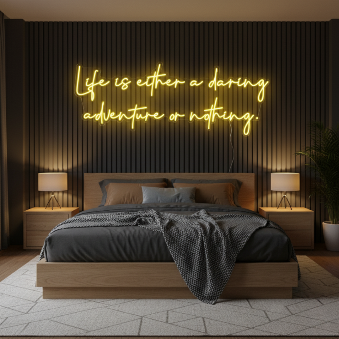 Life Is Either a Daring Adventure or Nothing Motivational LED Neon Sign by LEDNeons – inspirational wall décor for home or office