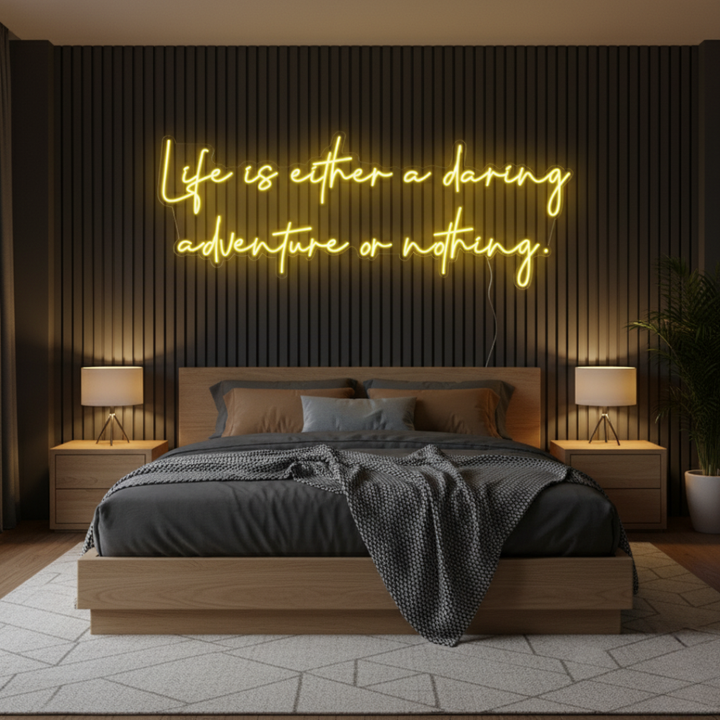 Life Is Either a Daring Adventure or Nothing Motivational LED Neon Sign by LEDNeons – inspirational wall décor for home or office