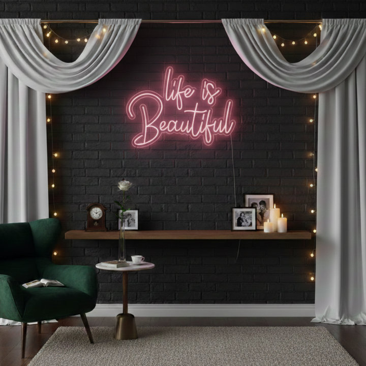 Life is Beautiful Valentine's Day LED Neon Sign by LEDNeons 