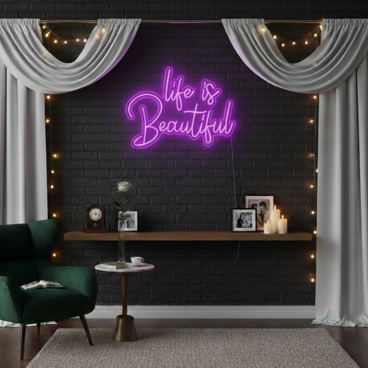 Life is Beautiful Valentine's Day LED Neon Sign by LEDNeons 