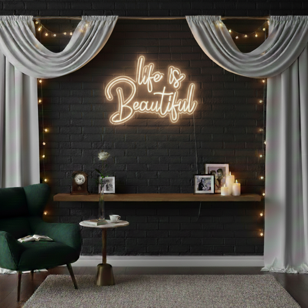 Life is Beautiful Valentine's Day LED Neon Sign by LEDNeons 