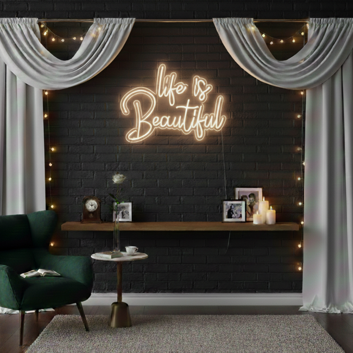 Life is Beautiful Valentine's Day LED Neon Sign by LEDNeons 
