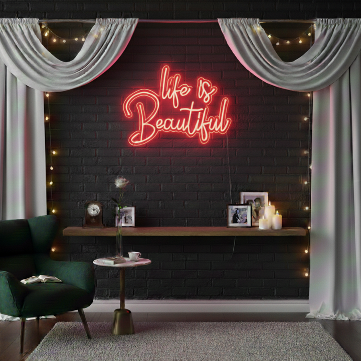 Life is Beautiful Valentine's Day LED Neon Sign by LEDNeons 
