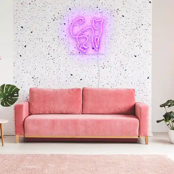 Line Art Cat Halloween LED Neon Sign by LEDNeons - Indoor