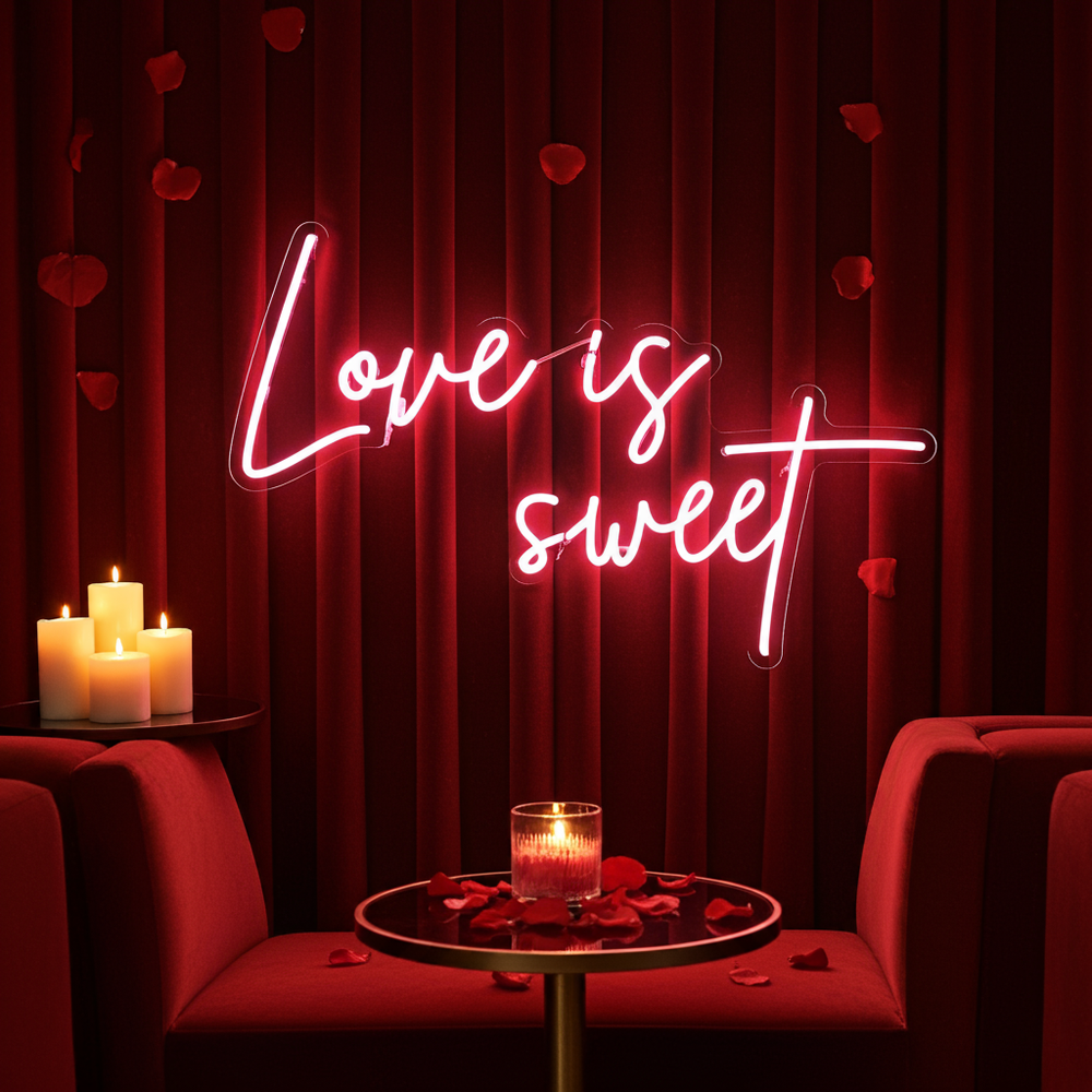 Love Is Sweet Valentine's Day LED Neon Sign by LEDNeons - great for Valentine’s parties, weddings, or proposals