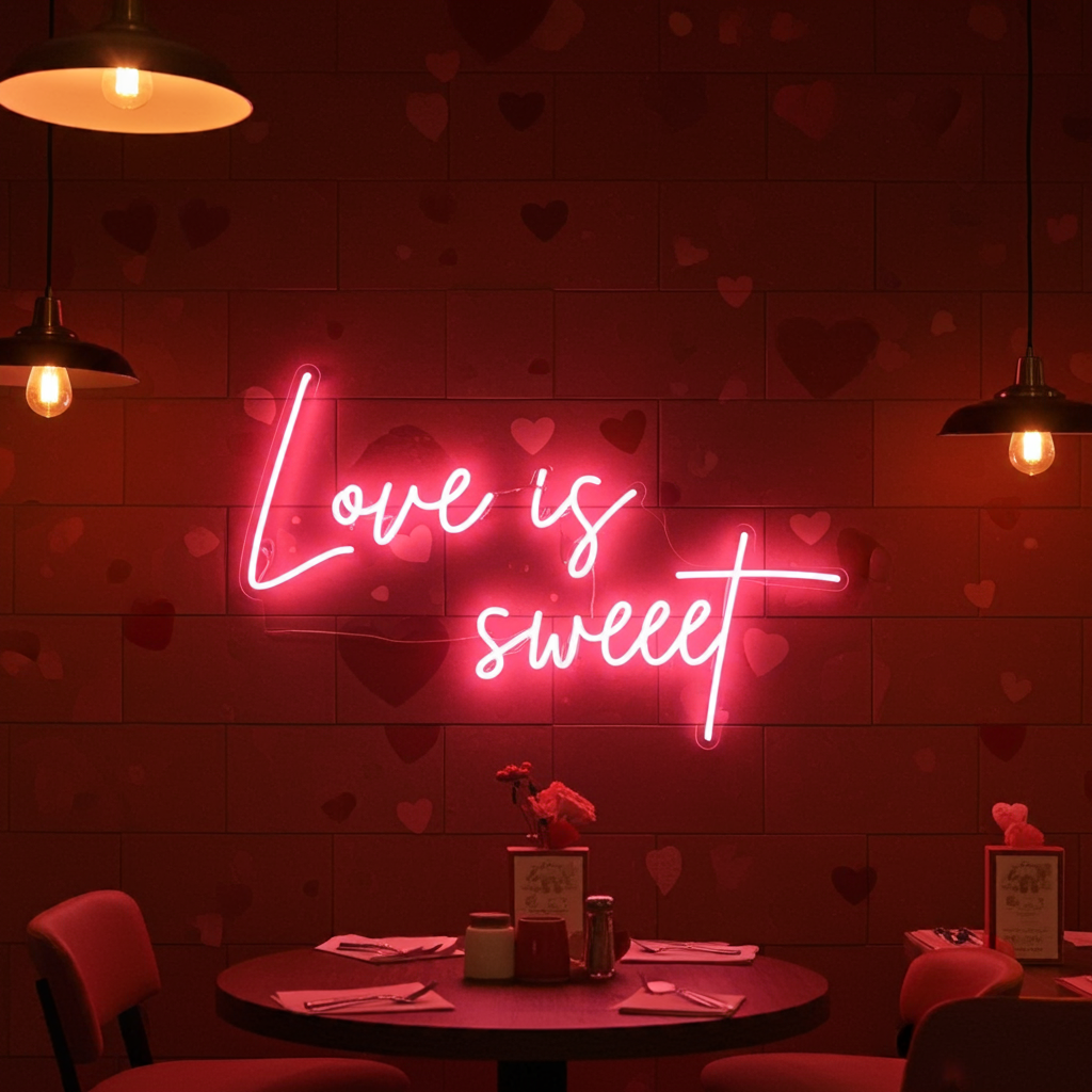 Love Is Sweet Valentine's Day LED Neon Sign by LEDNeons - great for Valentine’s parties, weddings, or proposals
