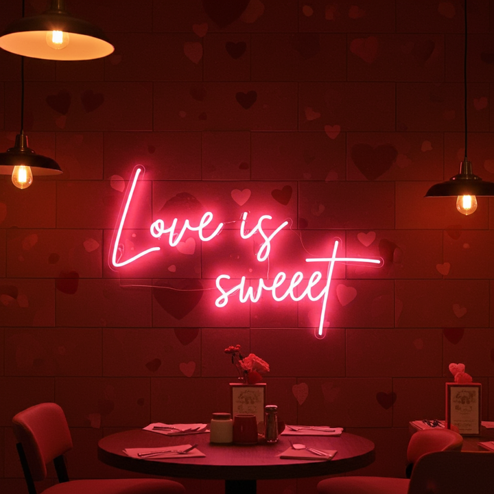 Love Is Sweet Valentine's Day LED Neon Sign by LEDNeons - great for Valentine’s parties, weddings, or proposals