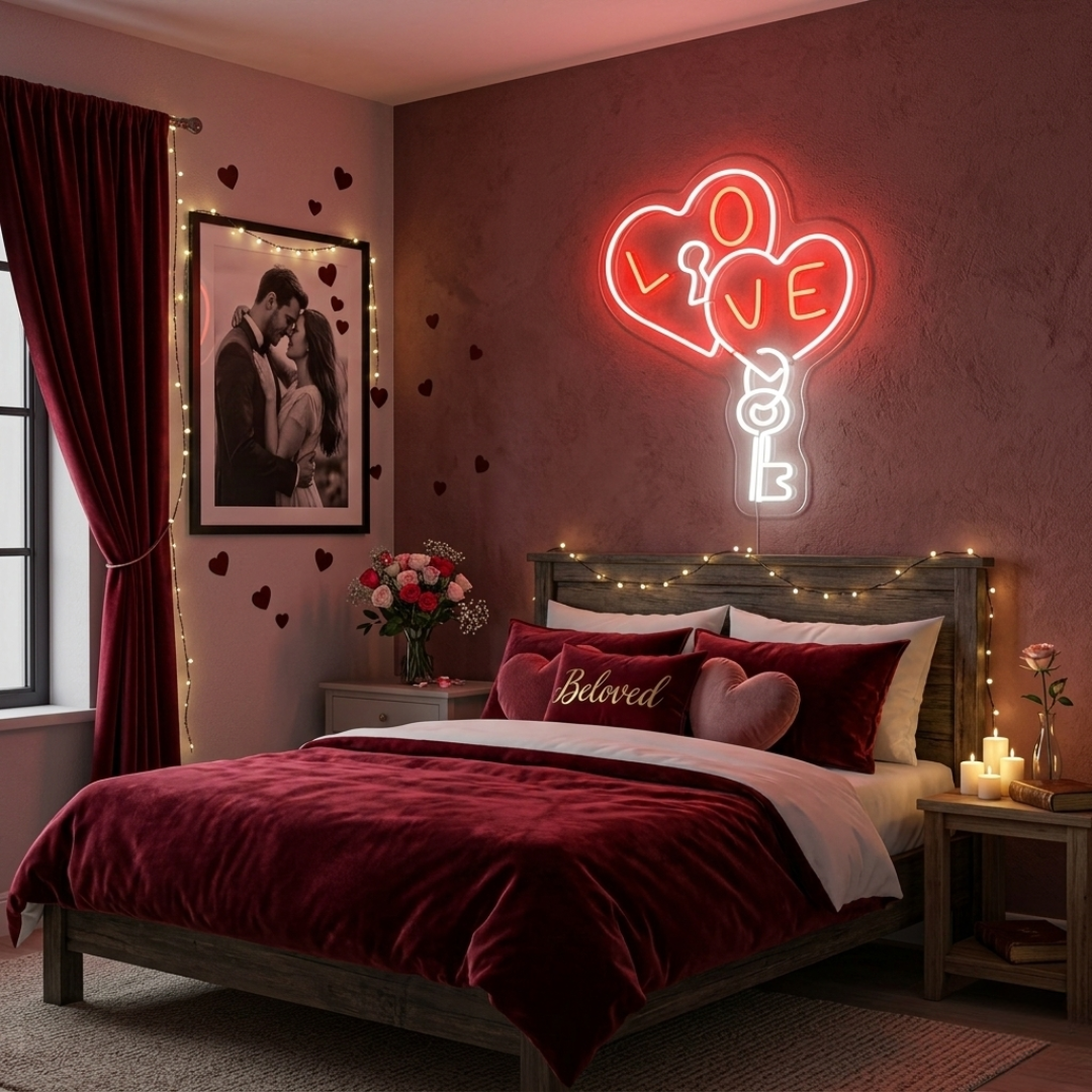 Love Lock Valentine's Day LED Neon Sign by LEDNeons - perfect for Valentine’s Day decor and gifts.