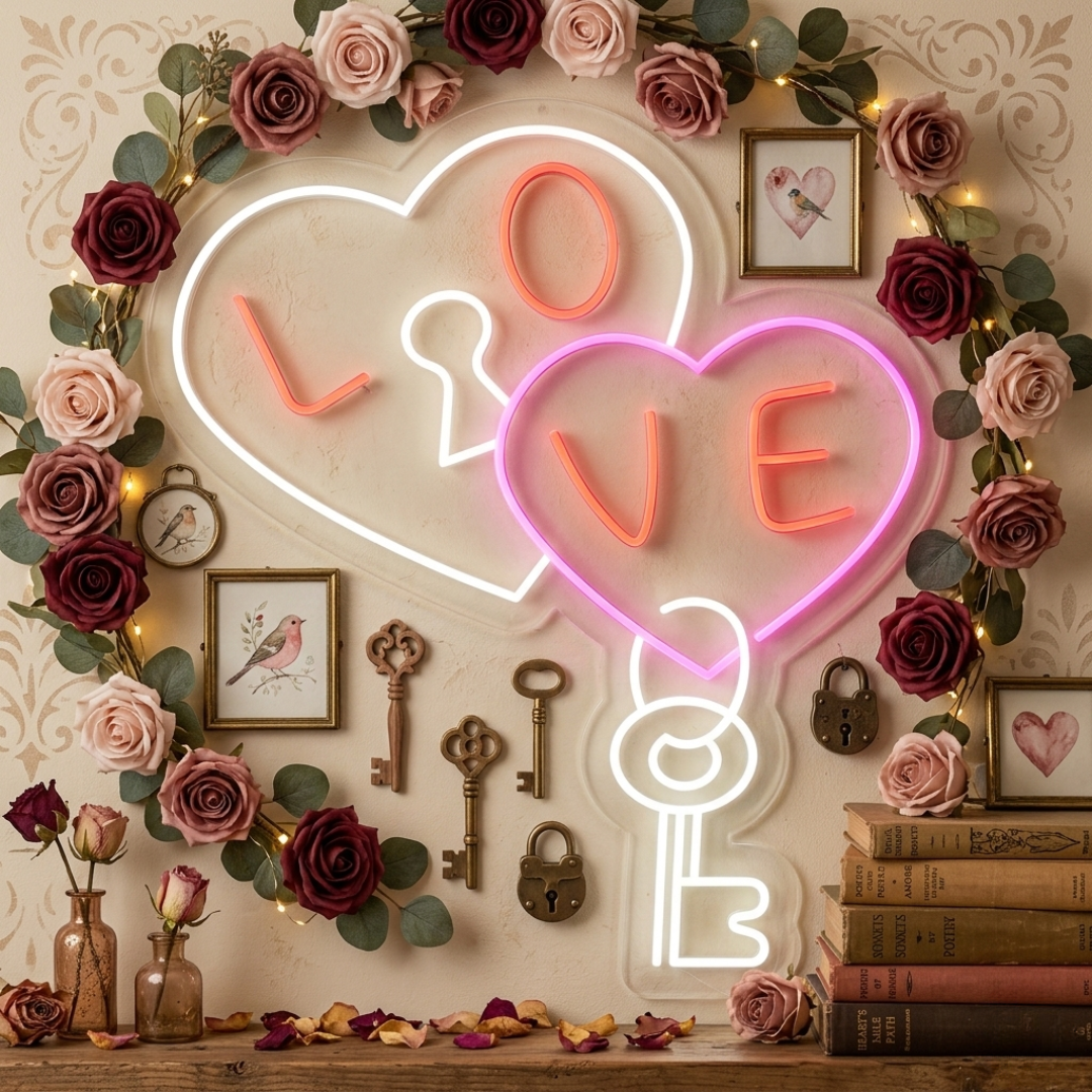 Love Lock Valentine's Day LED Neon Sign by LEDNeons - perfect for Valentine’s Day decor and gifts.