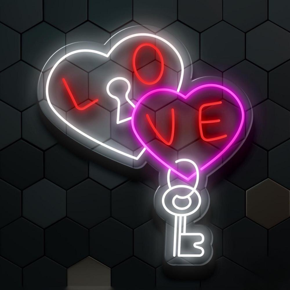 Love Lock Valentine's Day LED Neon Sign by LEDNeons - perfect for Valentine’s Day decor and gifts.