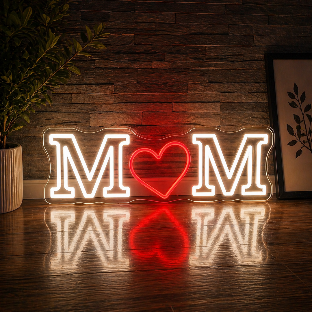 MOM neon sign with heart pulse light for Mother’s Day gift