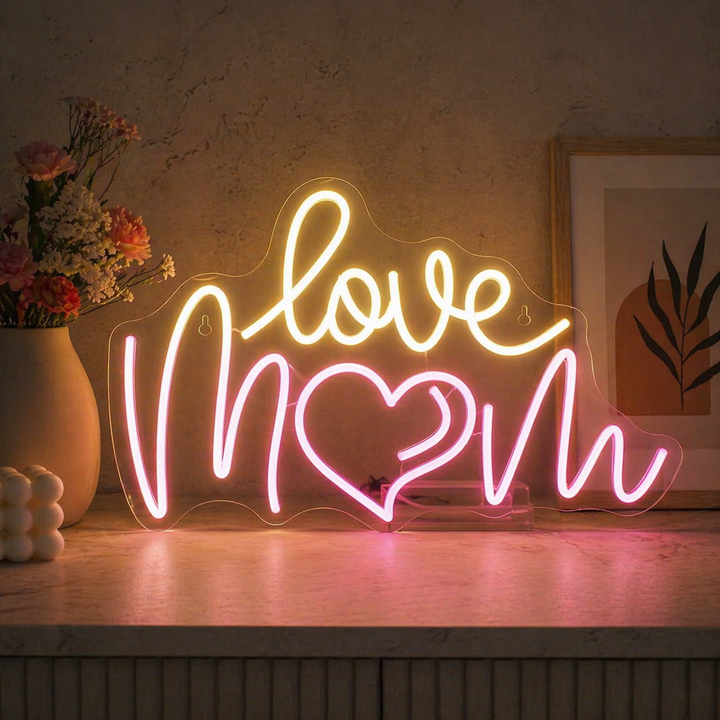 Love Mom neon light sign for bedroom and home decoration