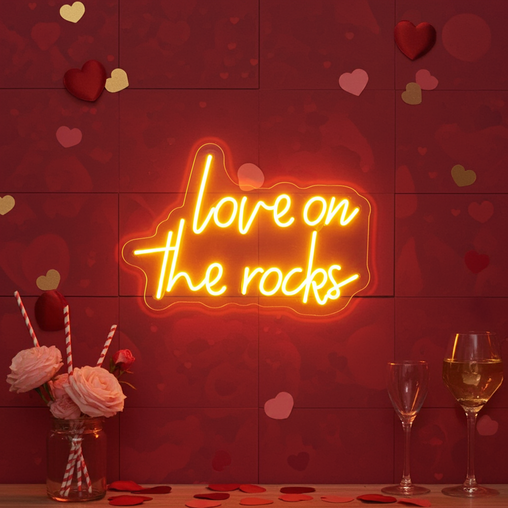 Love On The Rocks LED Neon Sign by LEDNeons -  for Valentine's Day Decor 