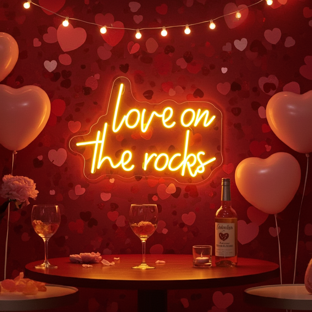 Love On The Rocks LED Neon Sign by LEDNeons -  for Valentine's Day Decor 