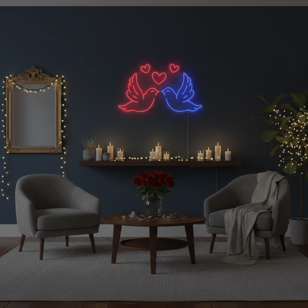 Lovebirds Neon Light Valentine's Day LED Neon Sign by LEDNeons - symbolizing love and togetherness