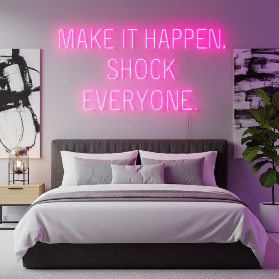 Make It Happen Shock Everyone Neon Sign by LEDNeons - Living Room
