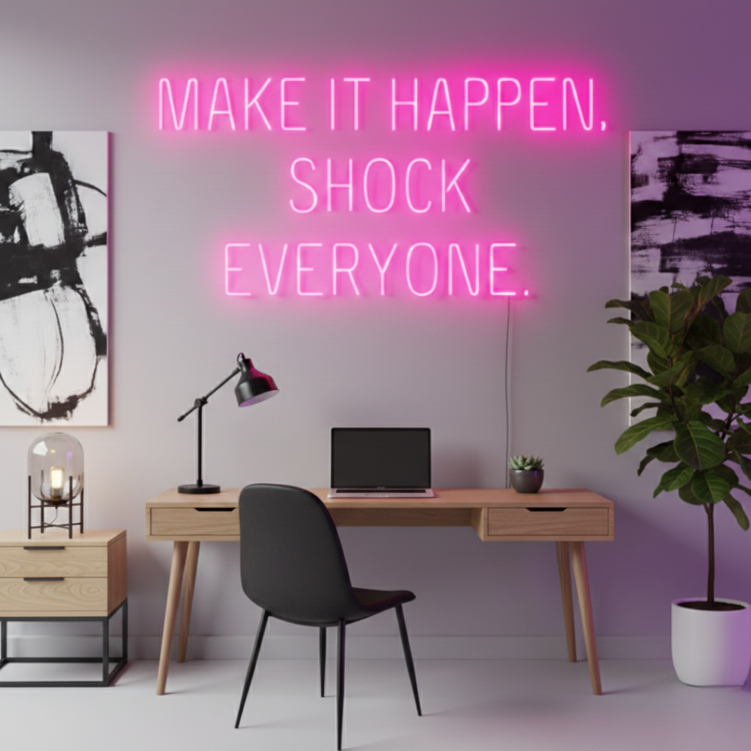 Make It Happen Shock Everyone Neon Sign by LEDNeons - Living Room
