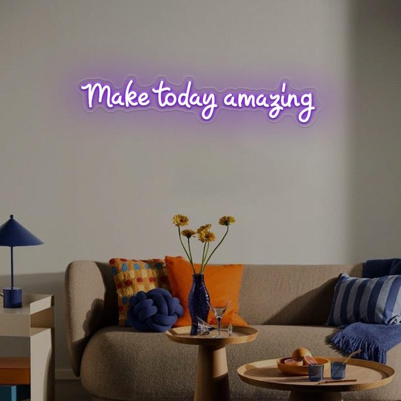 Make Today Amazing" motivational LED Neon sign by LEDNeons -  glowing brightly on a wall, inspiring positivity and productivity.