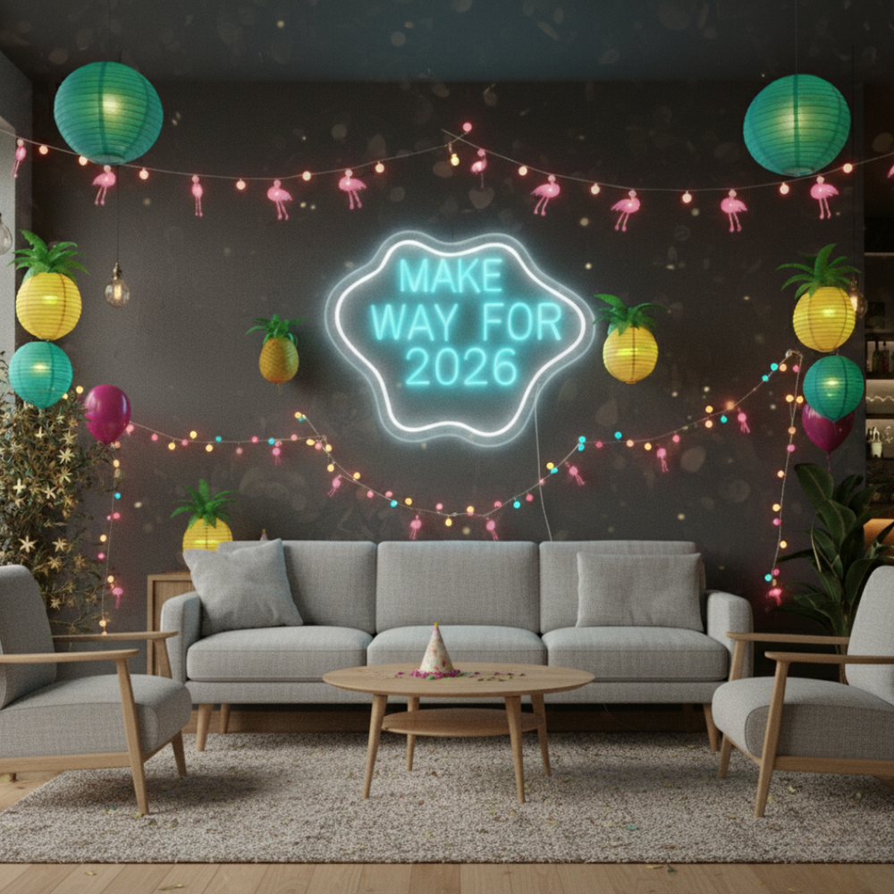 Make Way for 2026 LED Neon Sign glowing in vibrant festive lights – perfect New Year décor by LEDNeons