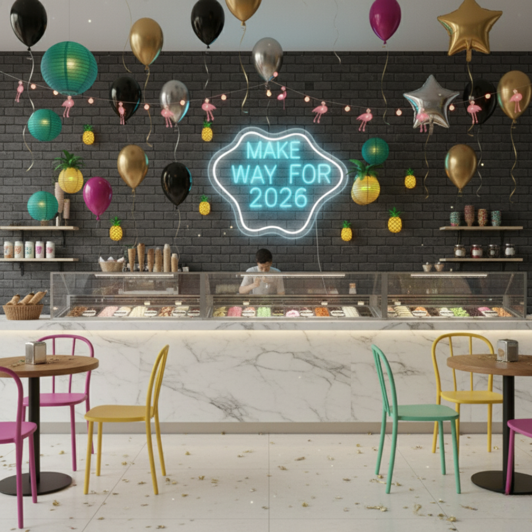 Make Way for 2026 LED Neon Sign glowing in vibrant festive lights – perfect New Year décor by LEDNeons