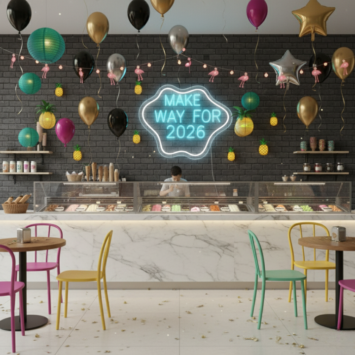 Make Way for 2026 LED Neon Sign glowing in vibrant festive lights – perfect New Year décor by LEDNeons