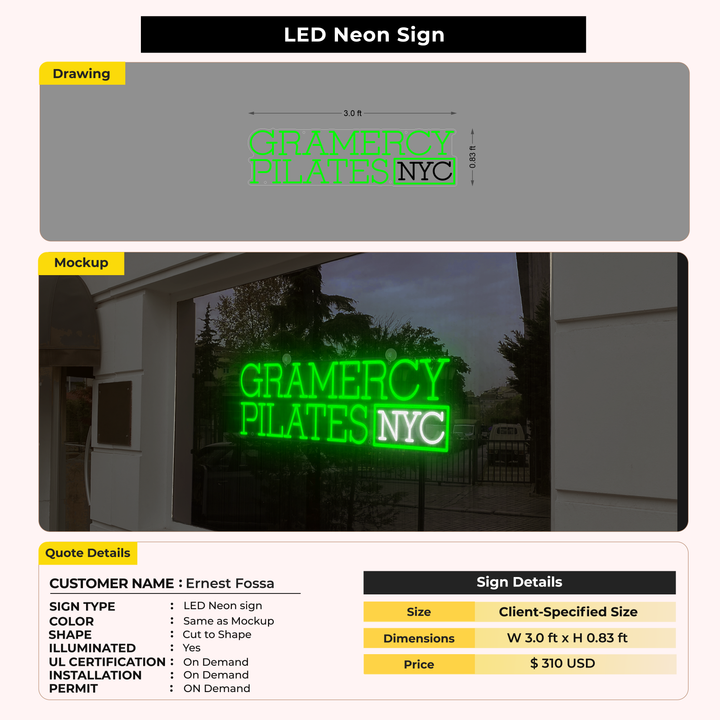 LED Neon Sign for Ernest Fossa
