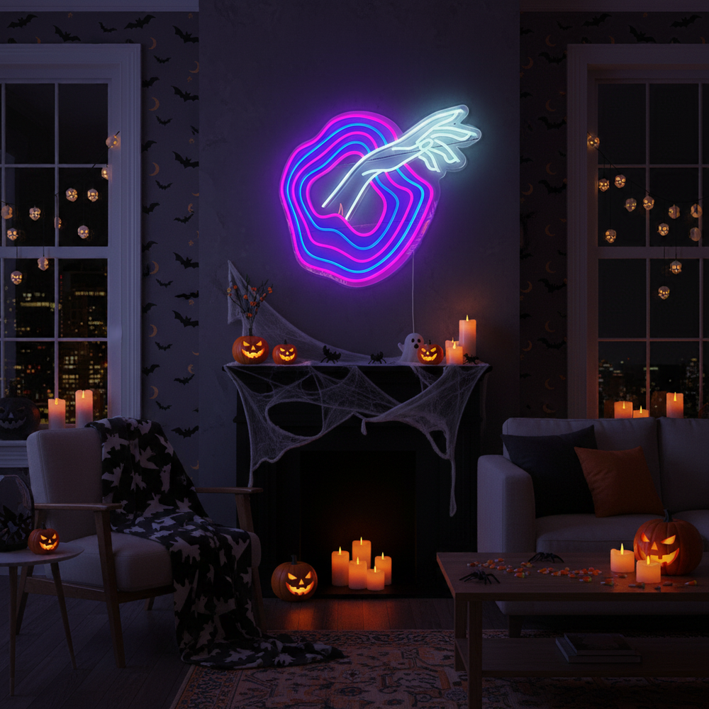Mano Del Diavolo Halloween LED Neon Sign by LEDNeons - Living room