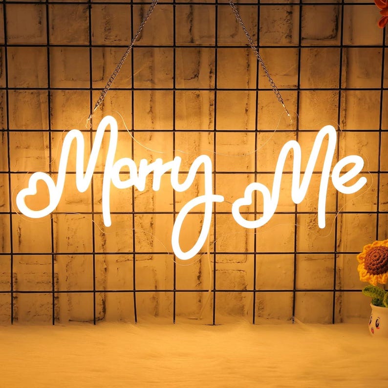 Marry Me Wedding LED Neon Sign by LEDNeons - Warm white 
