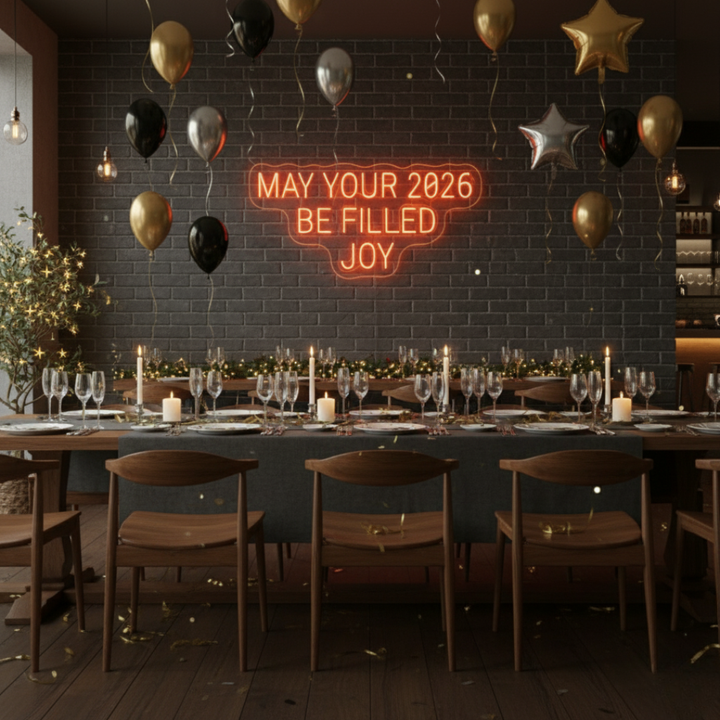 May Your 2026 Be Filled with Joy LED Neon Sign glowing in bright festive colors – joyful New Year décor by LEDNeons
