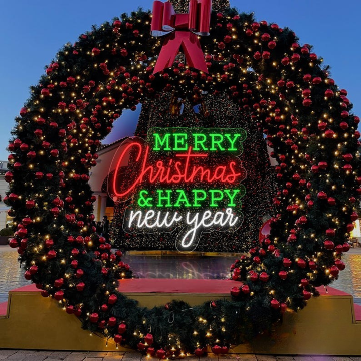 Merry Christmas & Happy New Year LED Neon Sign by LEDNeons  - perfect for holiday décor and celebrations.