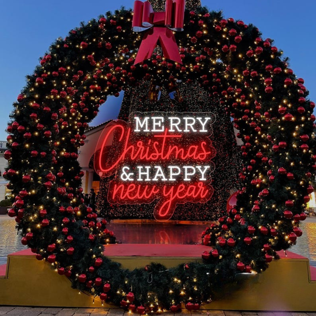 Merry Christmas & Happy New Year LED Neon Sign by LEDNeons   — perfect for holiday décor and celebrations.