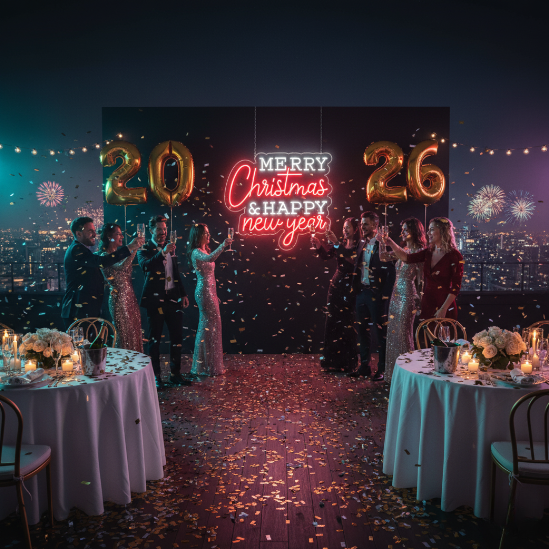 Merry Christmas & Happy New Year LED Neon Sign by LEDNeons   — perfect for holiday décor and celebrations.