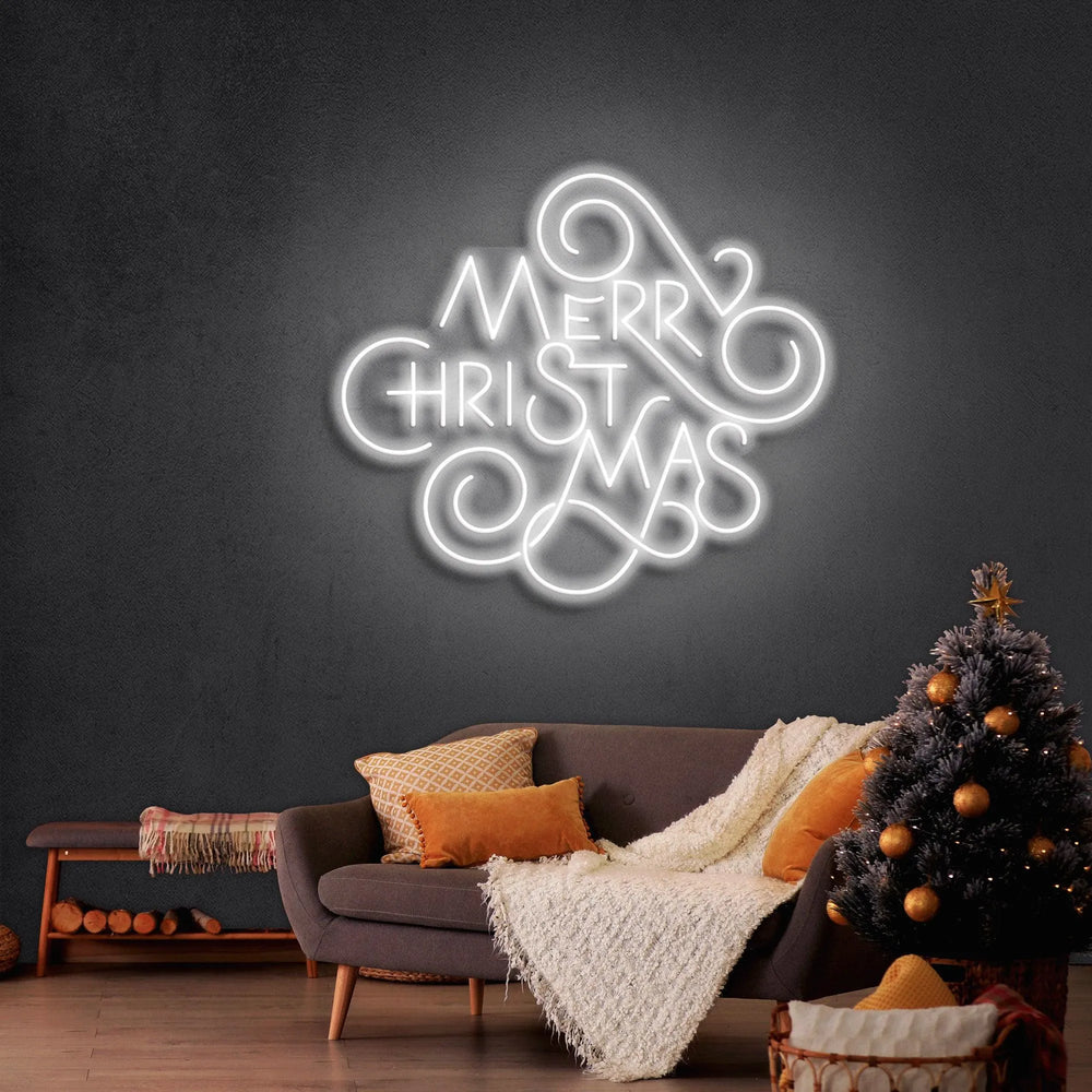 Merry Christmas Typo Neon Sign by LEDNeons - White