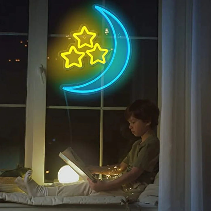 Moon & Stars Halloween LED Neon Sign by LEDNeon's - Transform your space with Halloween LED Neon Sign