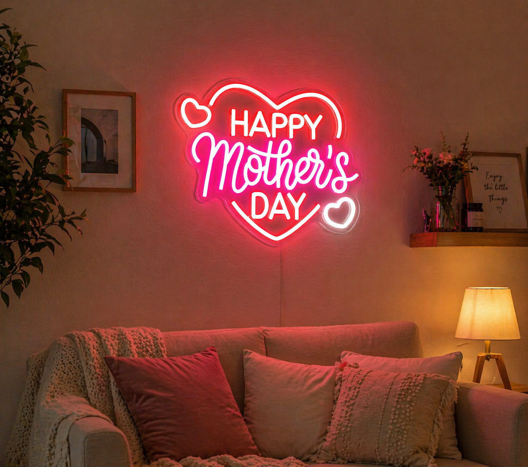 Mother’s Day heart-shaped neon 