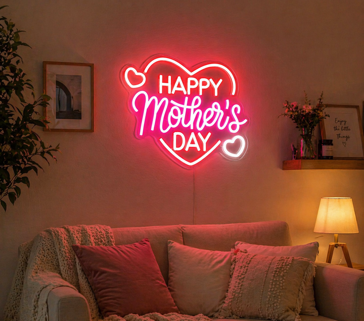 Mother’s Day heart-shaped neon 