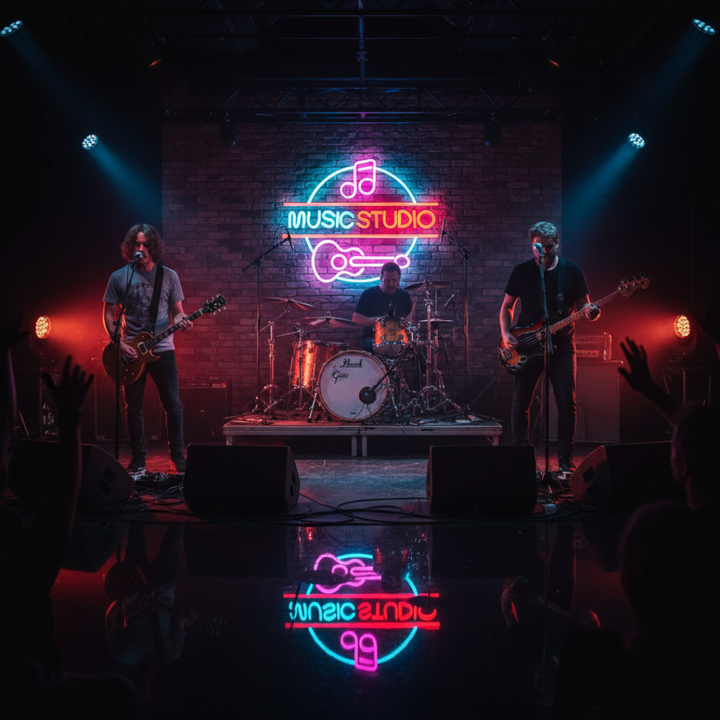 Music Studio Neon Sign by LEDNeons - Light Up Your Music space with this glowing Neon sign