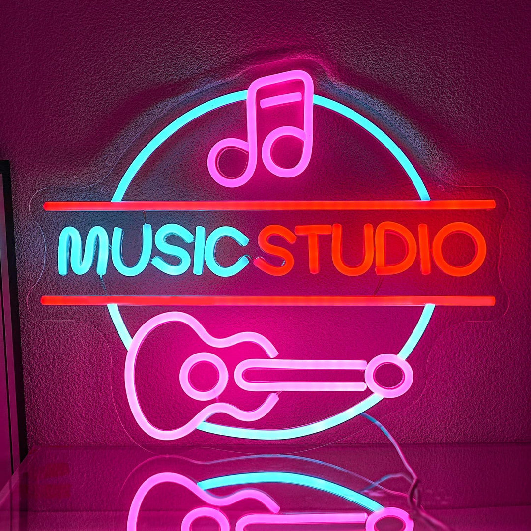 Music Studio Neon Sign by LEDNeons - Light Up Your Music space with this glowing Neon sign